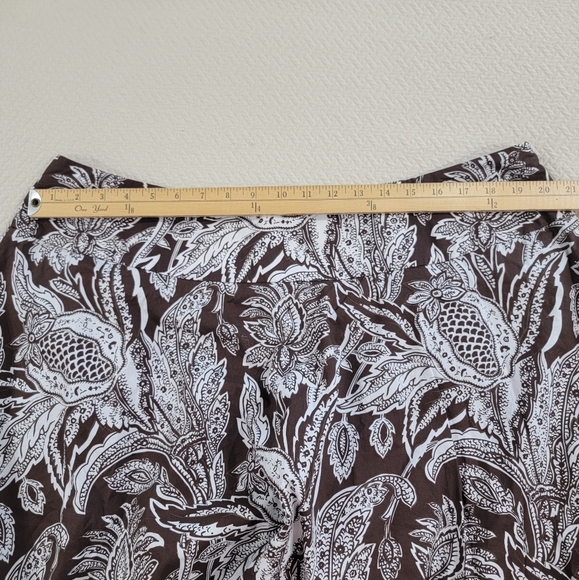 Talbots Brown and White Floral Skirt Size 18 W Cotton Summer - Picture 7 of 13